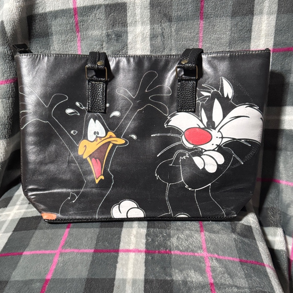Black Cartoon Character Tote Bag